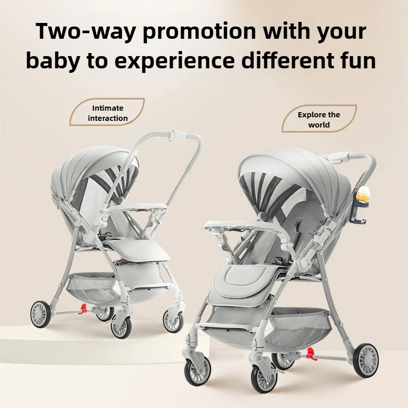

Baby Stroller High Landscape Reversible Bassinet Anti Shock Wheels Portable Foldable Newborn Carriage Travel System