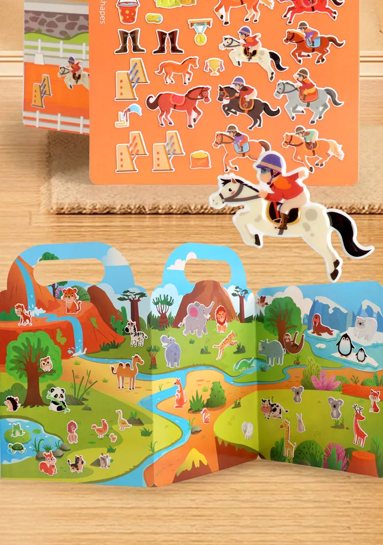 Kinder DIY Aufkleber Buch Blase Szene Aufkleber Gelee Paste Spielzeug Kinder Tragbare Wiederverwendbare Ruhig Beschäftigt Paste EIN Buch – Detail 8