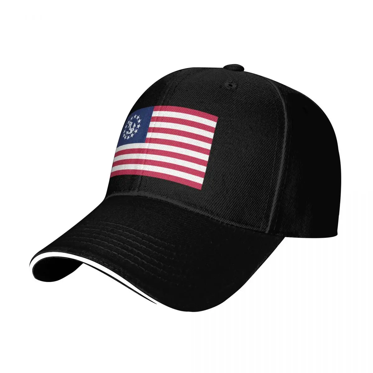 American Yacht Anchor Flag Baseball Cap Adjustable Buckle Closure Moisture Wicking Quick Dry Curved Brim Classic Fit
