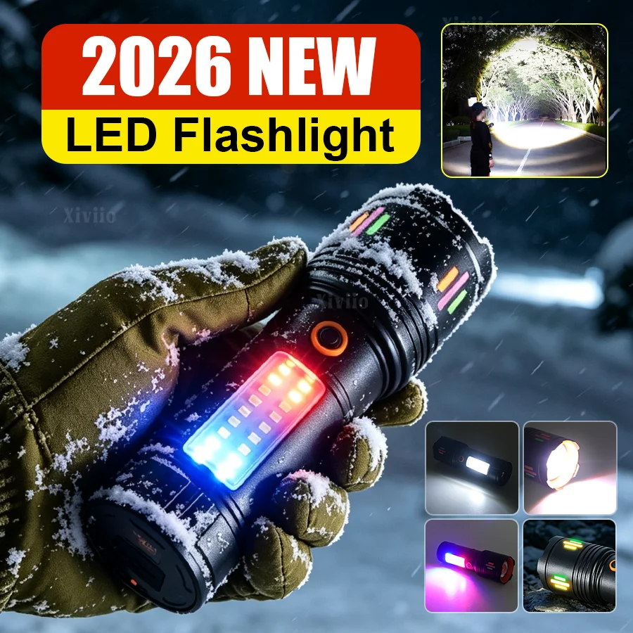 Ultra Powerful Flashlight Rechargeable Waterproof High Power LED Flash Lights with Power Display Torch Tactical Lantern Outdoor