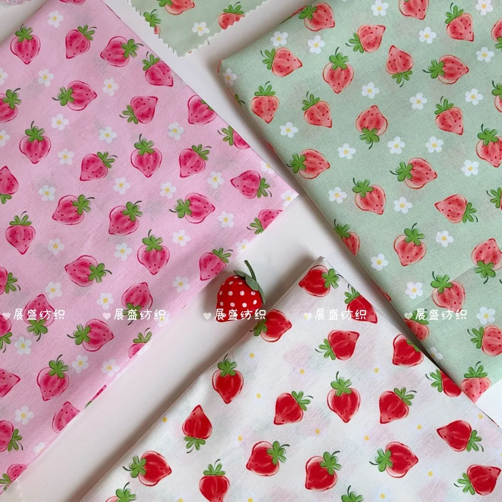 145x50cm 100% Baumwolle 40s Bedruckter Stoff im Ins-Stil mit süßen Erdbeer-Motiven für DIY-Haargummis, Taschen, Hemden, Kleidungsstücke und Bastelarbeiten – Detail 6
