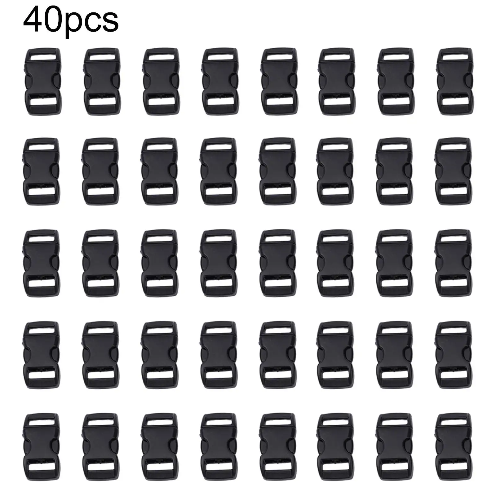 

40pcs/set 10MM Plastic Buckle Umbrella Rope Braided Buckle Buckle-Paracord Pet Buckle Black Camping Hiking Gear Accessories