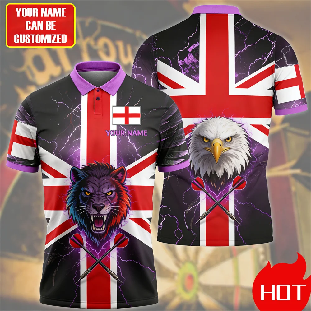 Dart team customization England Dart Polo Custom Name Dart Competition Polo Customized men's polo animal print men's polo shirts