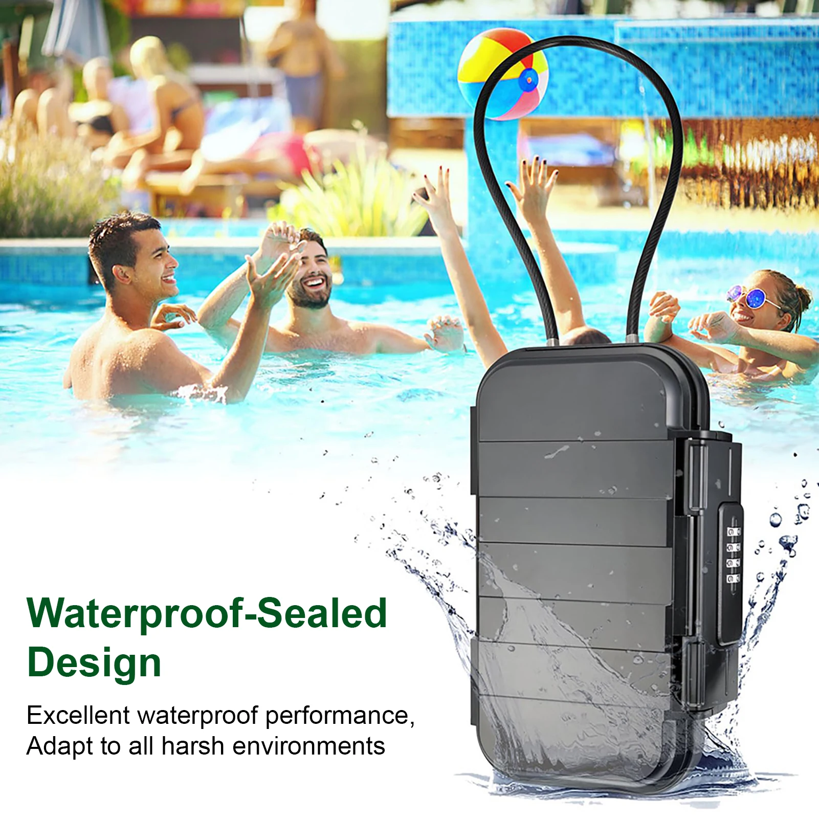 Travel Hotel Beach CellPhone Organizer Portable Security Lockbox Large Capacity Storage Box for Valuables Removable Cable Handle