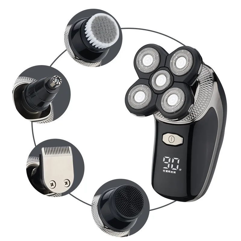 

Men's Special Five-blade Shaver Multifunctional Self-shaving Head Shaving Artifact Electric Shaving Head Digital Display