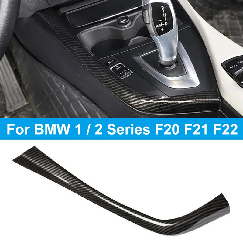 Carbon Fiber ABS Gear Shift Side Trim L Strip Decoration Car Central Control Accessories Fit For BMW 1 2 Series F20 F22 2014-19