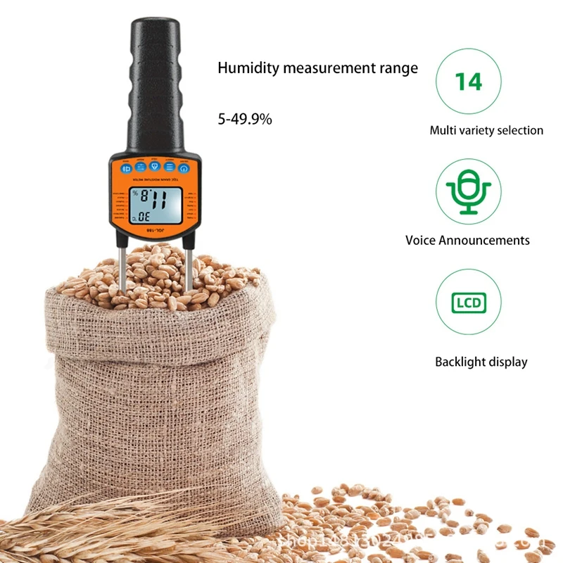 Grain Moisture Meter Digital Humidity Tester Hygrometer JGL-188 Use For Corn Wheat Rice Bean Moisture Humidity Tester