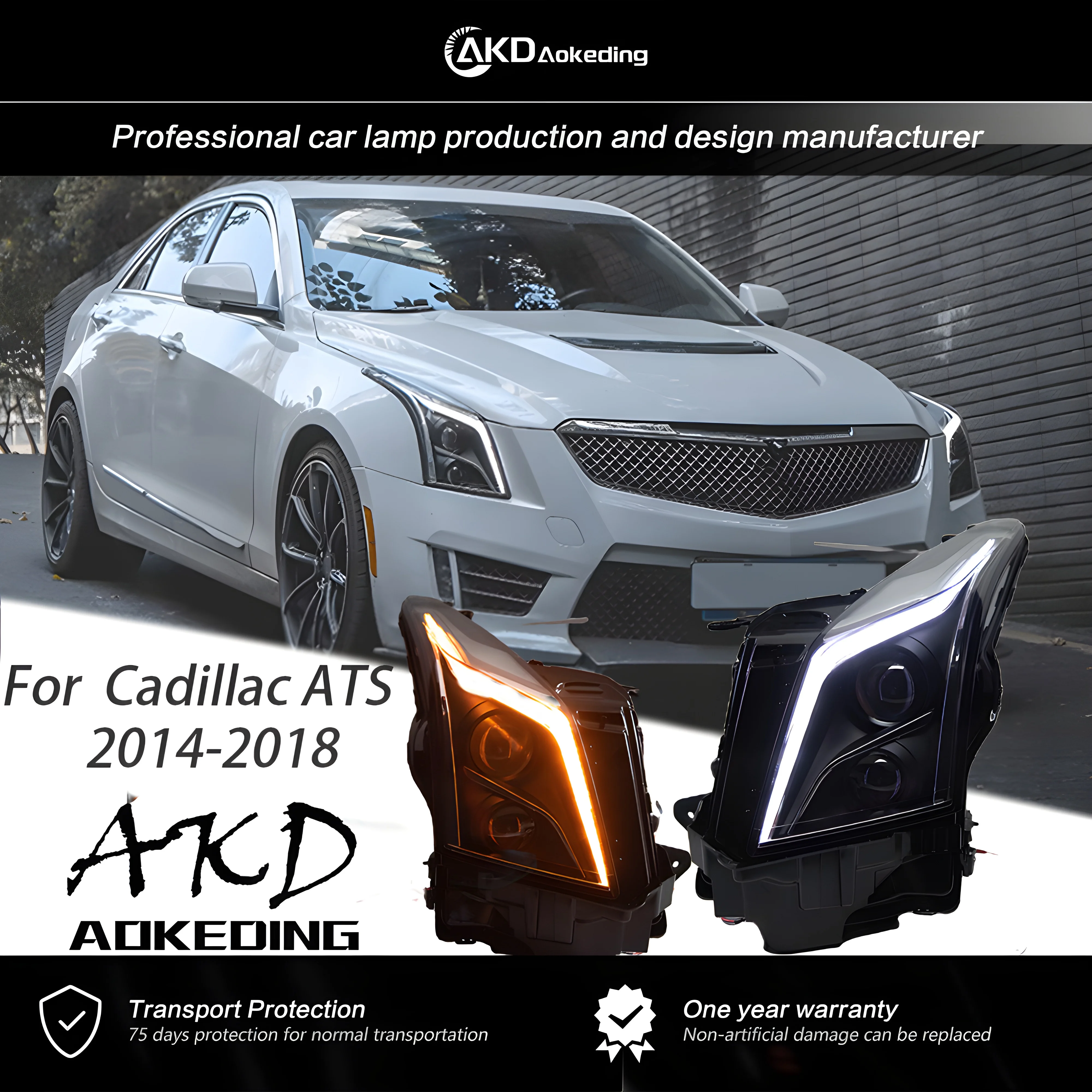 

AKD Car Lights for Cadillac ATS LED Headlight 2014-2018 Headlights ATS-L DRL Turn Signal High Beam Automotive Accessories