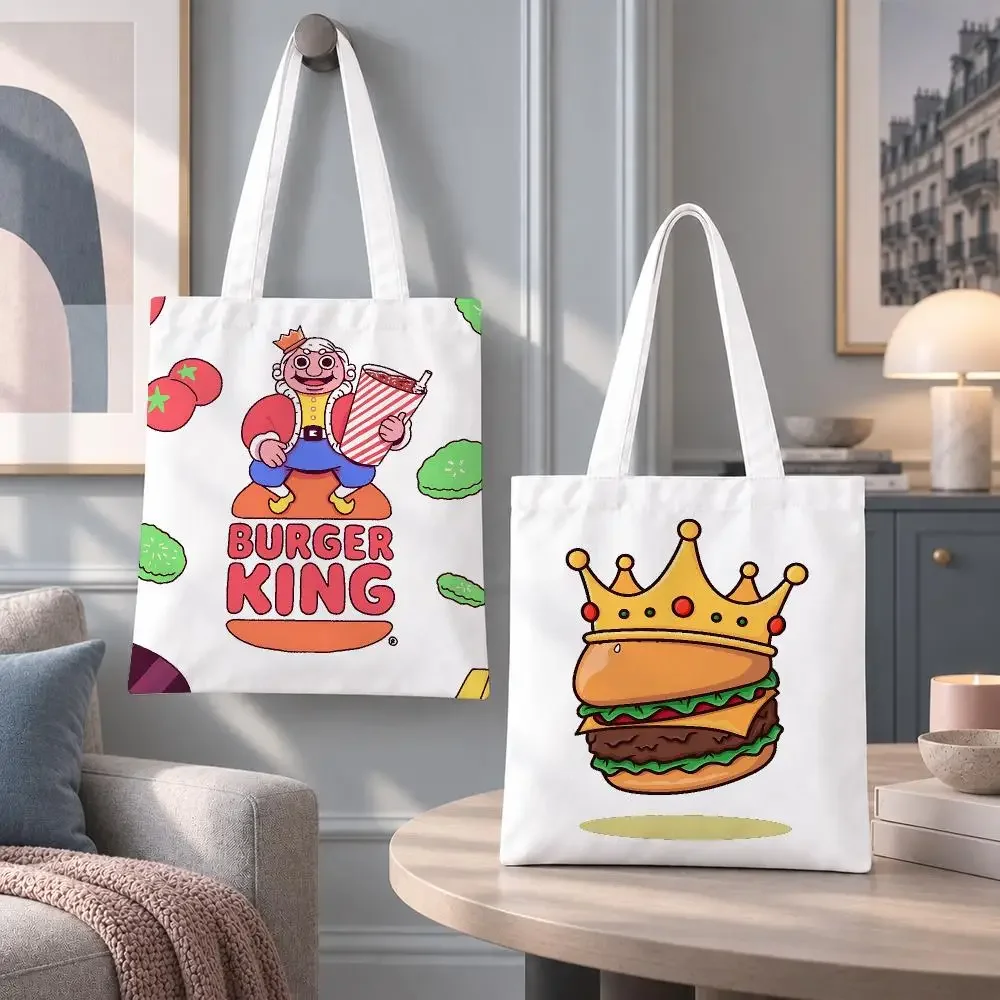 Popular Brand B-Burger KingS Storage Bags Eco Canvas Tote Odorless Reusable Double Print Shopping Bag