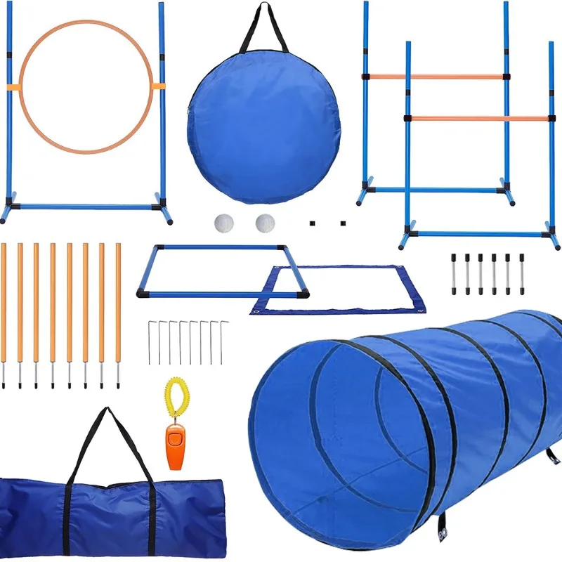 Amazon Dog Training Equipment Dog Jumping Obstacle Training Hurdle Jumping Pole Jumping Circle Rod Dog Trainer Pet Set