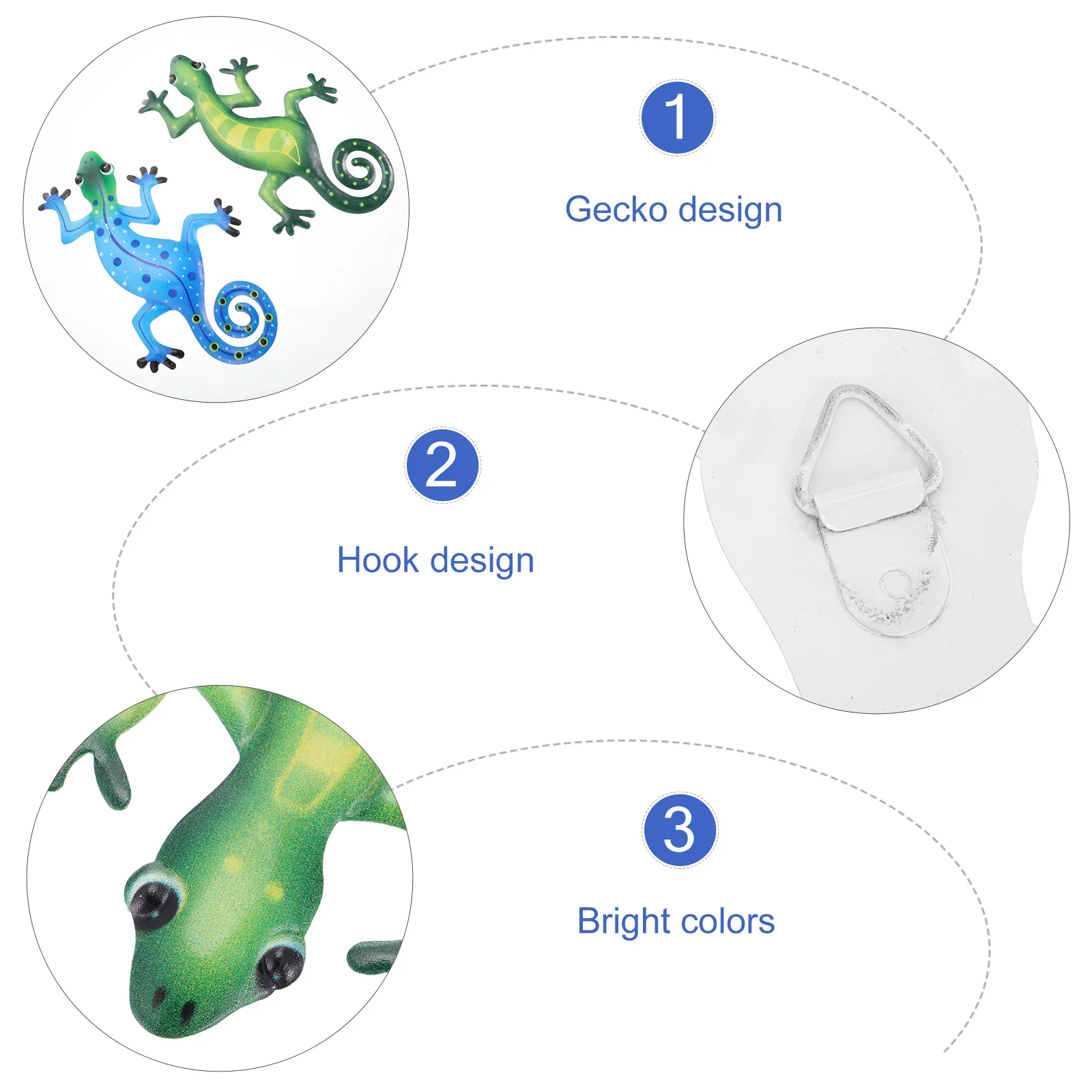 

2Pcs Metal Gecko Pendant Wall Art Decor Colorful Handcrafted Hanging Ornament for Kids Room Garden Door Window Interior Exterior