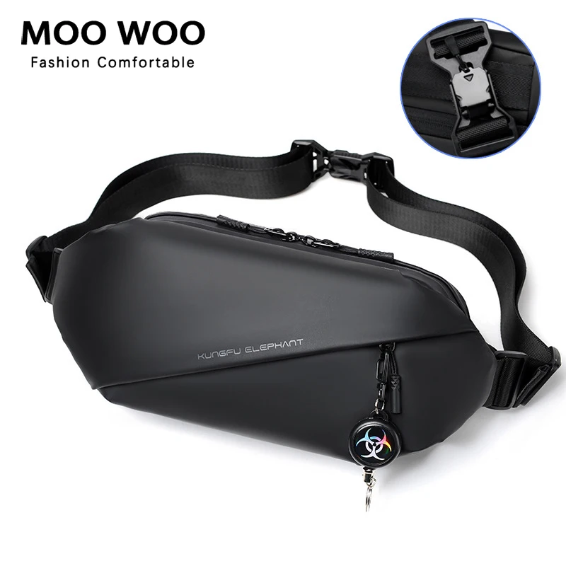 

MOOWOO Multifunction Anti-theft USB Shoulder Bag Man Crossbody Cross Body Travel Sling Chest Bags Pack Messenger Pack For Male