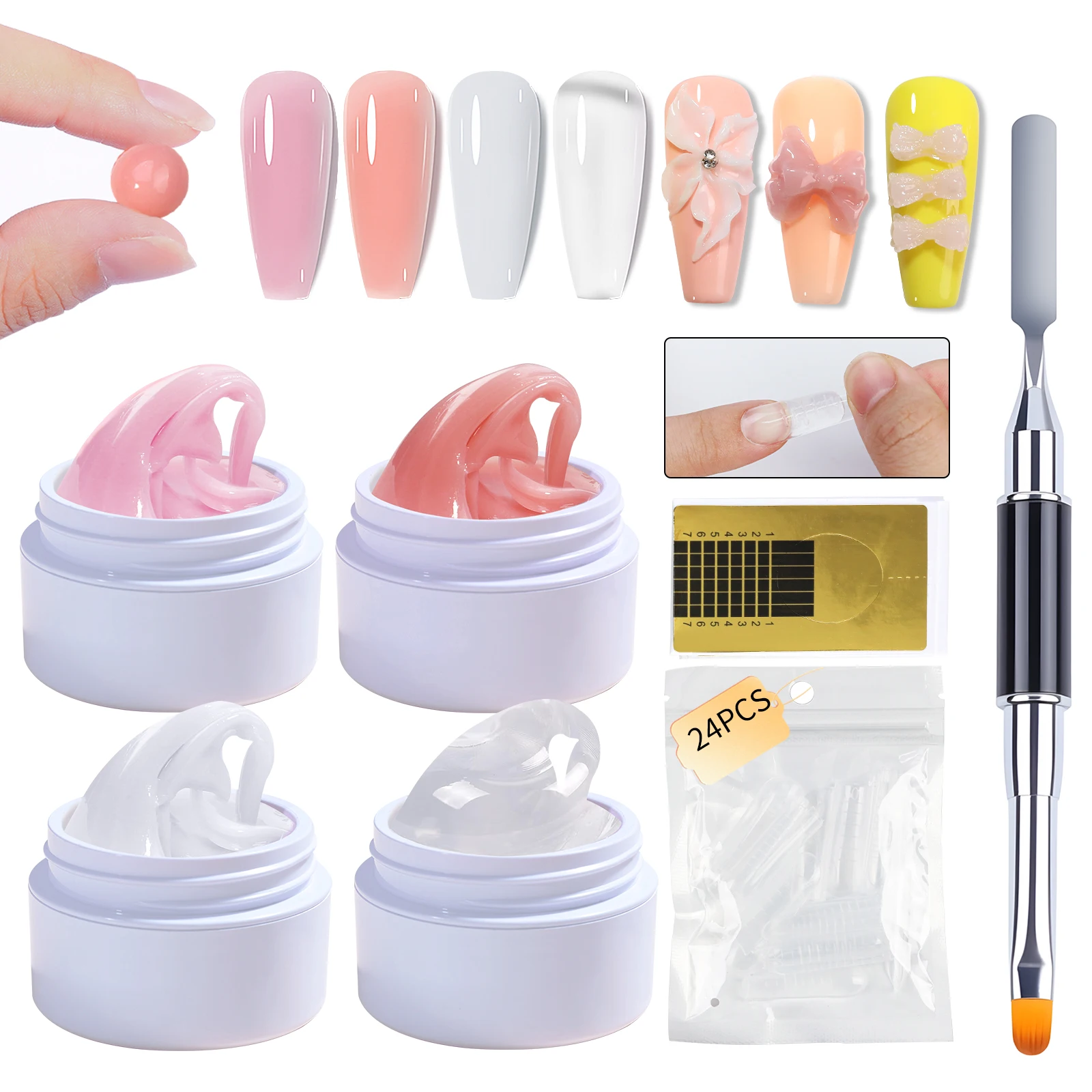 9pcs15ml Nail Extension Gel Set Solid Nail Extension Gel Non-Stick 3d Sculpture Phototherapy Uv Gel Rapid Molding Gel Nail Piece view 2