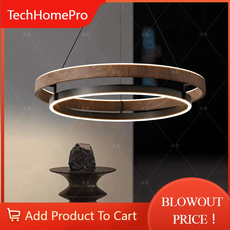 TechHPWhole House Wabi-Sabi Wood Grain Chandelier System, Mid-Century Double Color For Home & Commercial