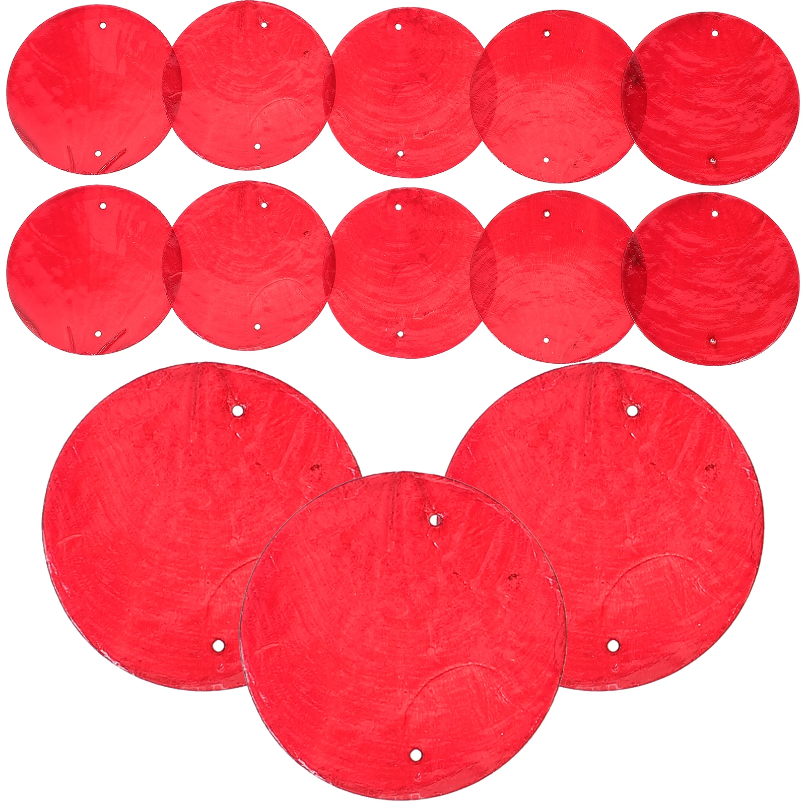

100pcs Shell Decoration 50mm Double Hole Red Shells Earring Embellishment DIY Wind Chime Jewelry Making Round Beads Crafts