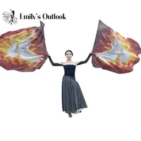 2 Banderas de Adoración de Palomas para Danza, Banderas de Alabanza para Iglesia, Bandera de Fuego con Varillas Flexibles para Práctica y Actuación, Ala de Ángel