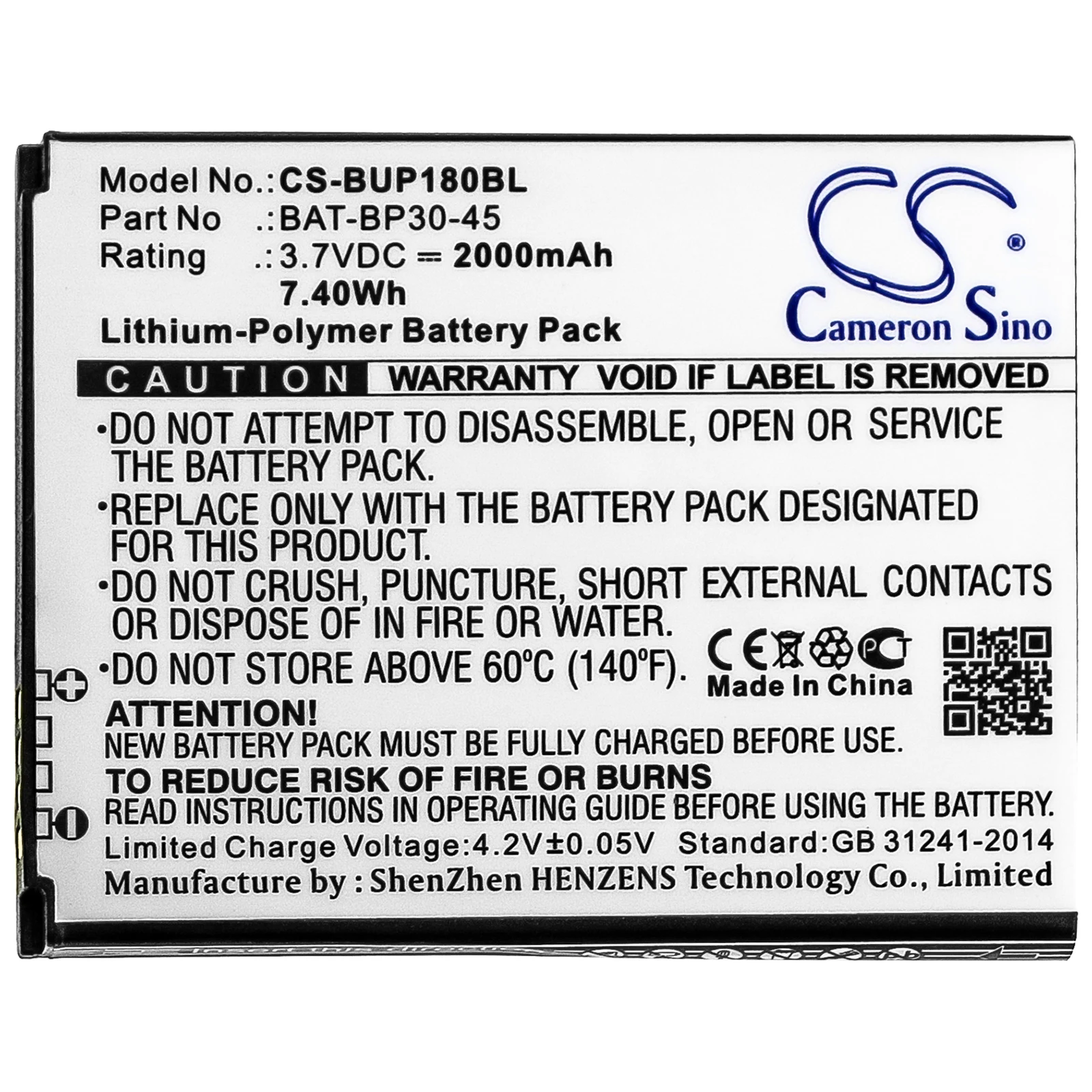 Barcode Scanner Battery For Bluebird BAT-BP30-45  BP30  BM180  Volts 3.7 Capacity 2000mAh