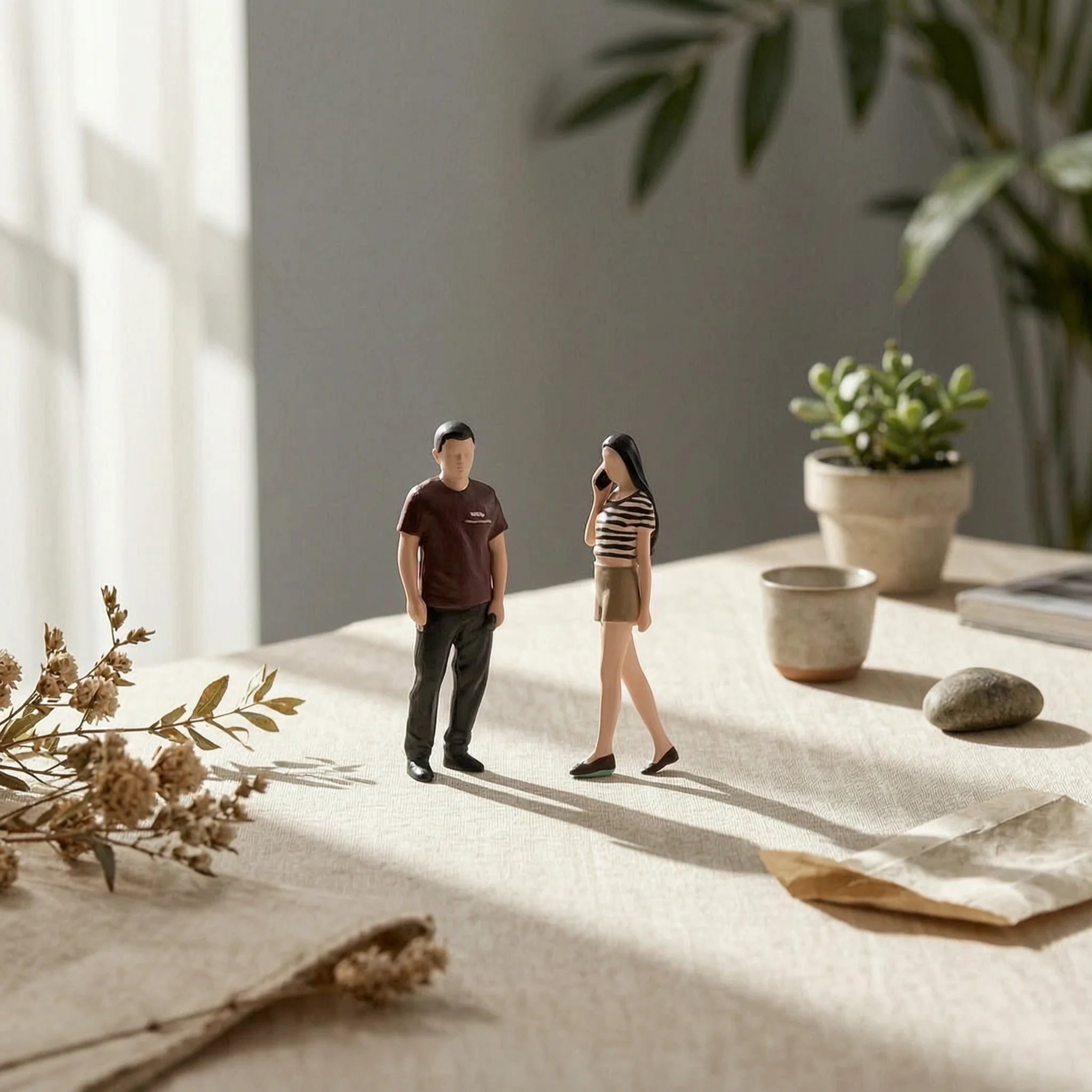 

2 Pieces Pedestrian Figurines Standing Mini Human Figures Painted Details Miniature Figurine Set Tiny