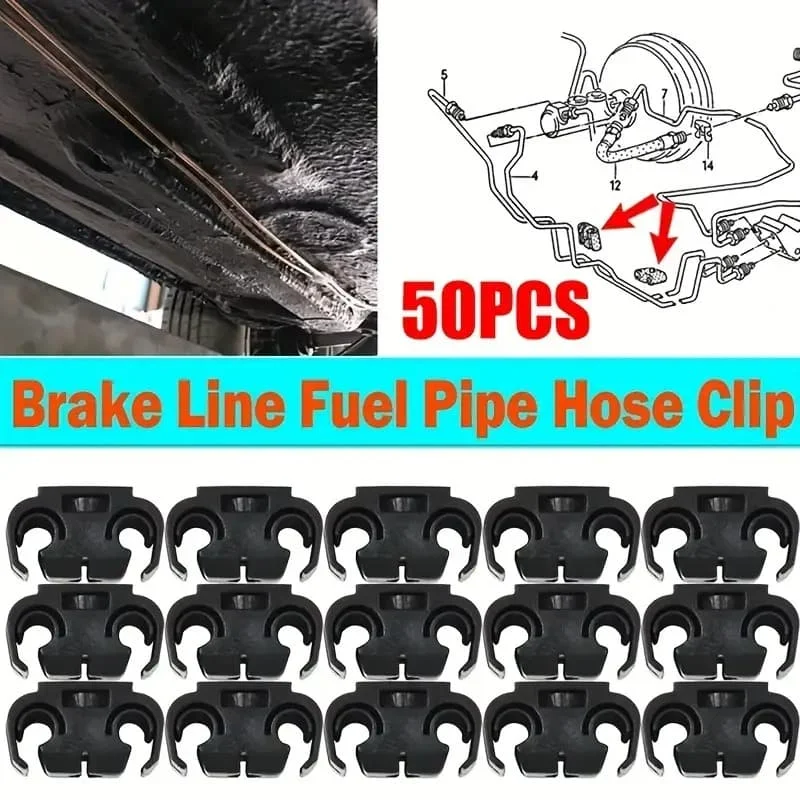 

50pcs Car Brake Line Fuel Line Hose Cilp Black Plastic Durable OEM811611797 For 5mm Brake Pipes HOT Car Accessories