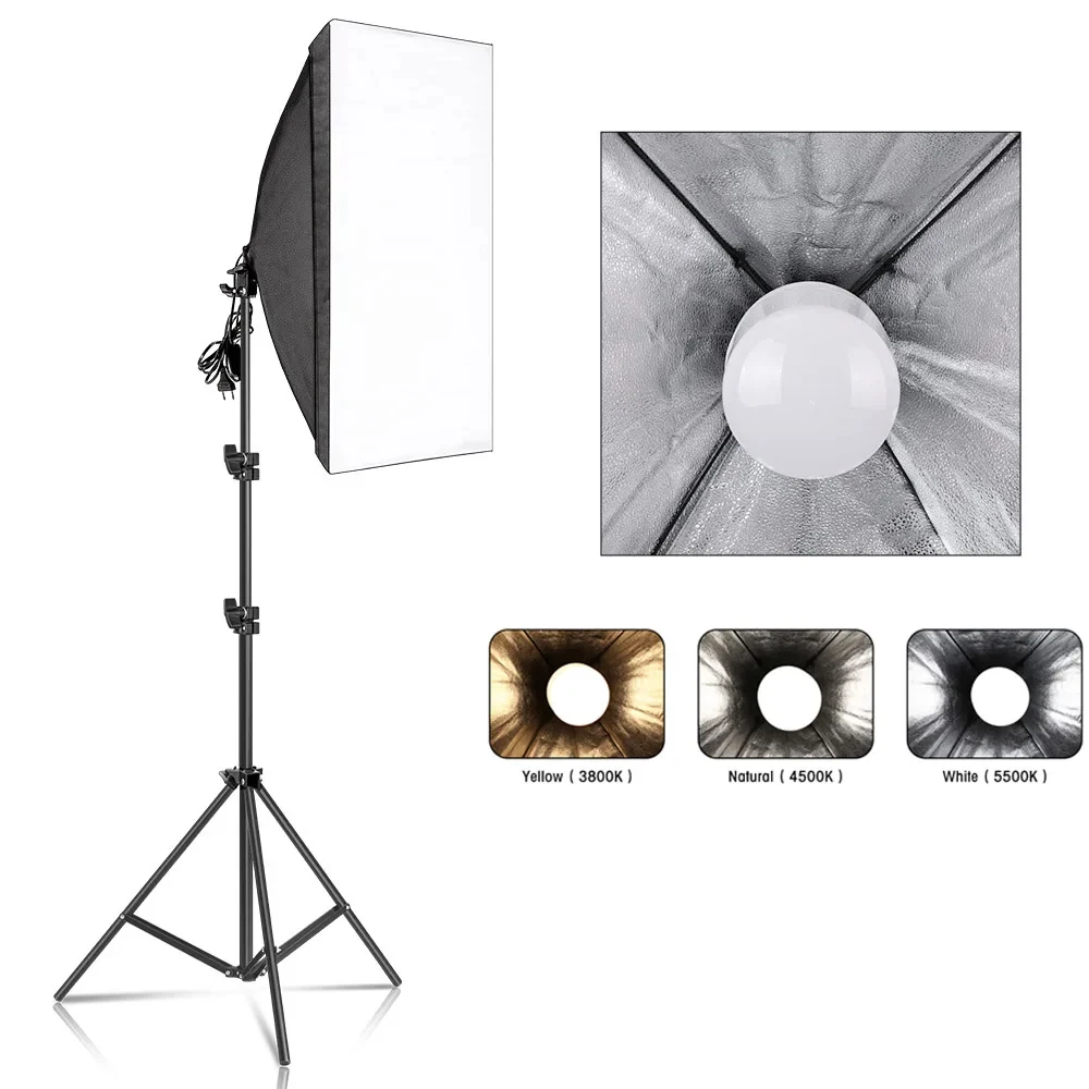 20-135W Softbox Lighting Kit 50x70CM Photography LED Lamp Professional Continuous Light System Equipment For Photo Studio