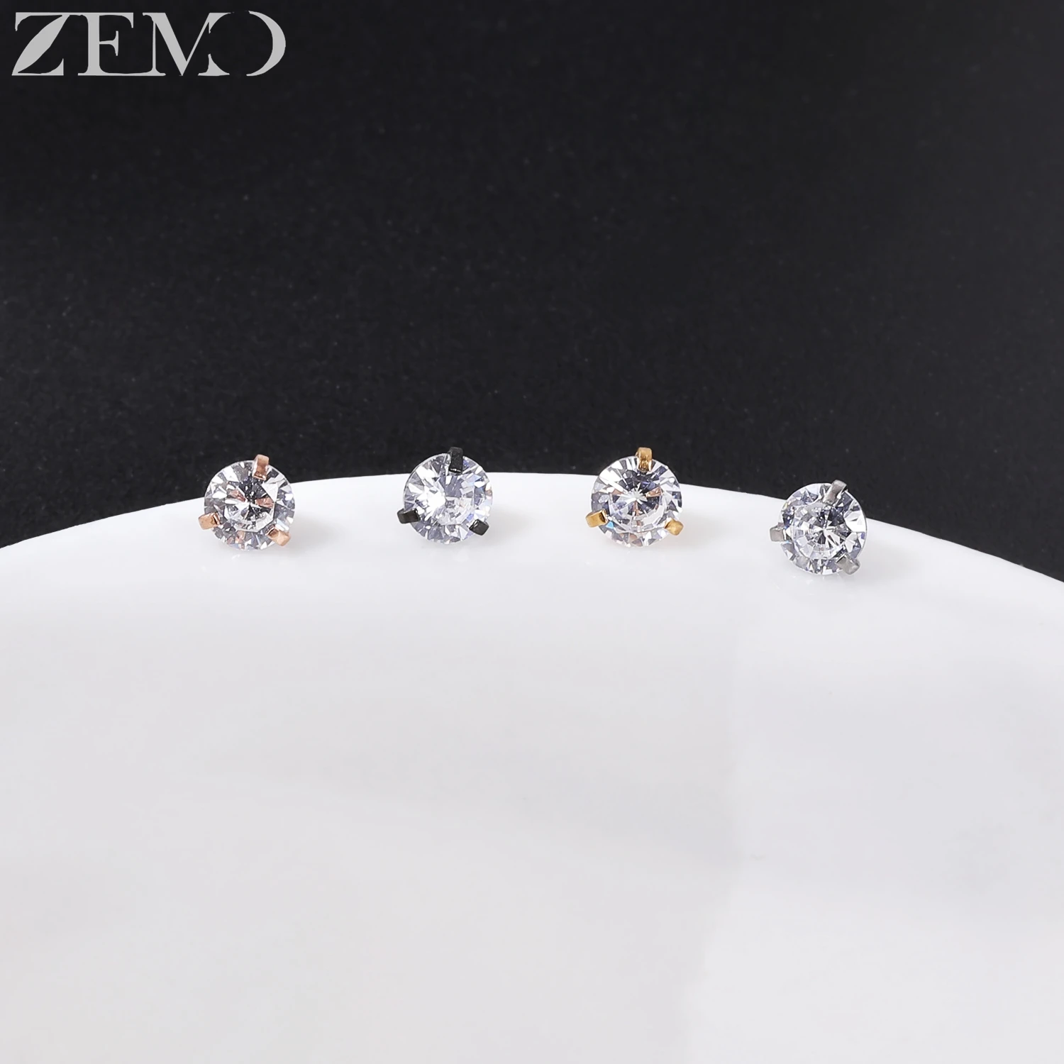 ZEMO 1 PC 16G Lovely Stainless Steel Dermal Anchor Tops Women CZ Crystal Micro Dermal Piercing Colorful Skin Surface Piercings