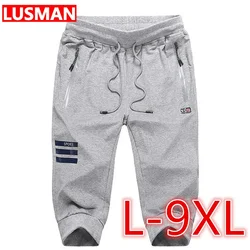 Pantaloni corti da uomo estivi Plus Size L-9XL pantaloni sportivi sottili maschili larghi elastici in vita pantaloncini Casual a tre quarti pantaloni sportivi