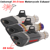 Universal Motorcycle Exhaust 51mm Muffler Escape Modified Double Hole For Z900 MT 07 CB650F NC700 RC390 R15 G310R ZT125 U1
