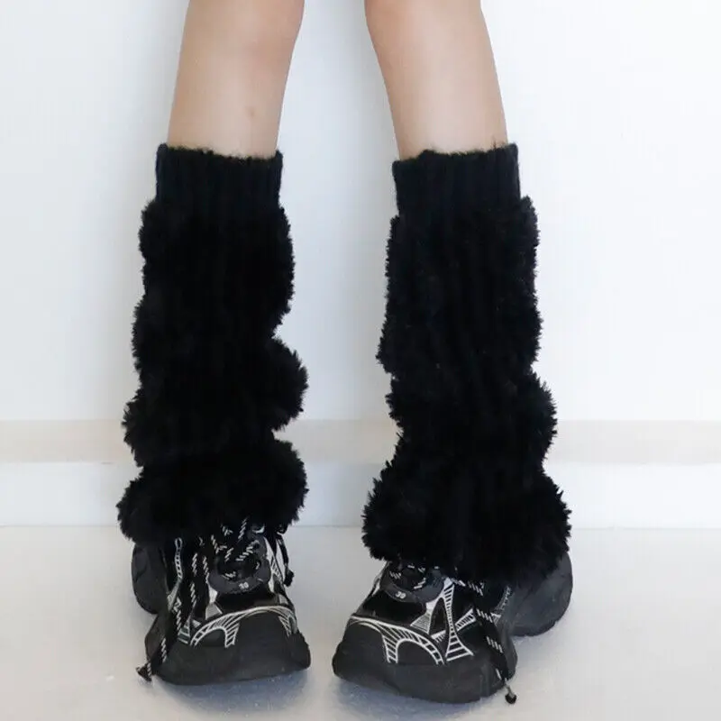 1Pair Womens Boot Cuffs Leg Warmers Winter Warm Harajuku Furry Plush Boot Cover Socks Knitted Warm Foot Cover New