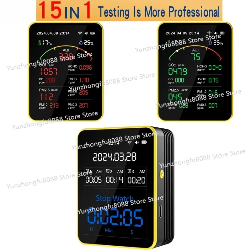 

15 in 1 WIFI Air Quality Monitor Indoor Digital CO2 Detector Carbon Monoxide Sensor Pollution Co2 Pm2.5 Gas Analyzers