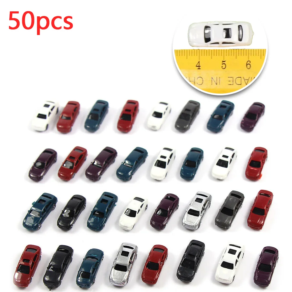 50pcs Model Train Scenery Car 1: 220 Lighted Cars With Head Lights And Tail Lights TRain Railway Scenery Building Layout Toys