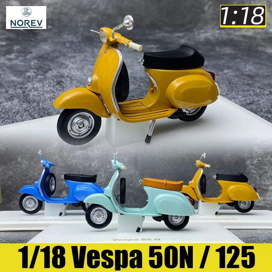 NOREV 1/18 scale new Vespa 50 R 50 N 125 Primavera motorcycle model static display for holiday gift collection