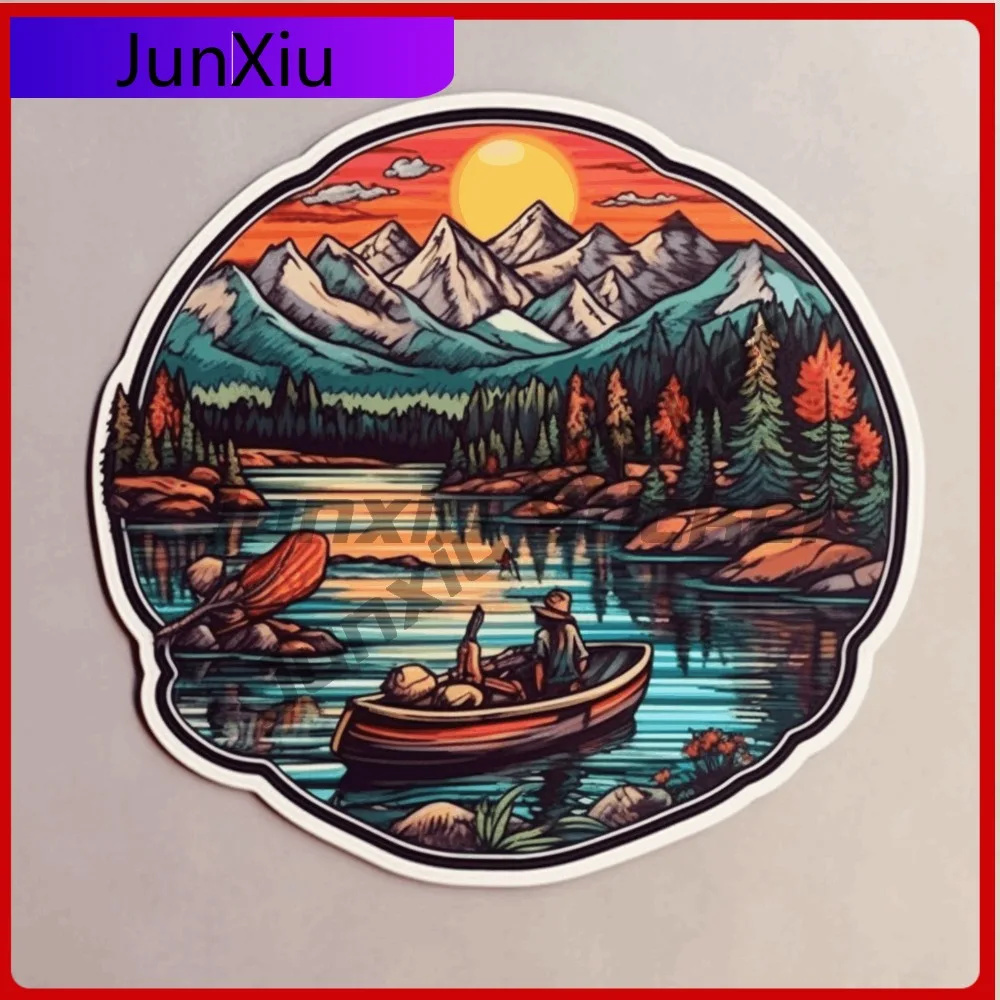 

Canoe in the River Sticker Nature Decal for Truck Trendy Waterproof Vinyl Car Laptop Window Bumper