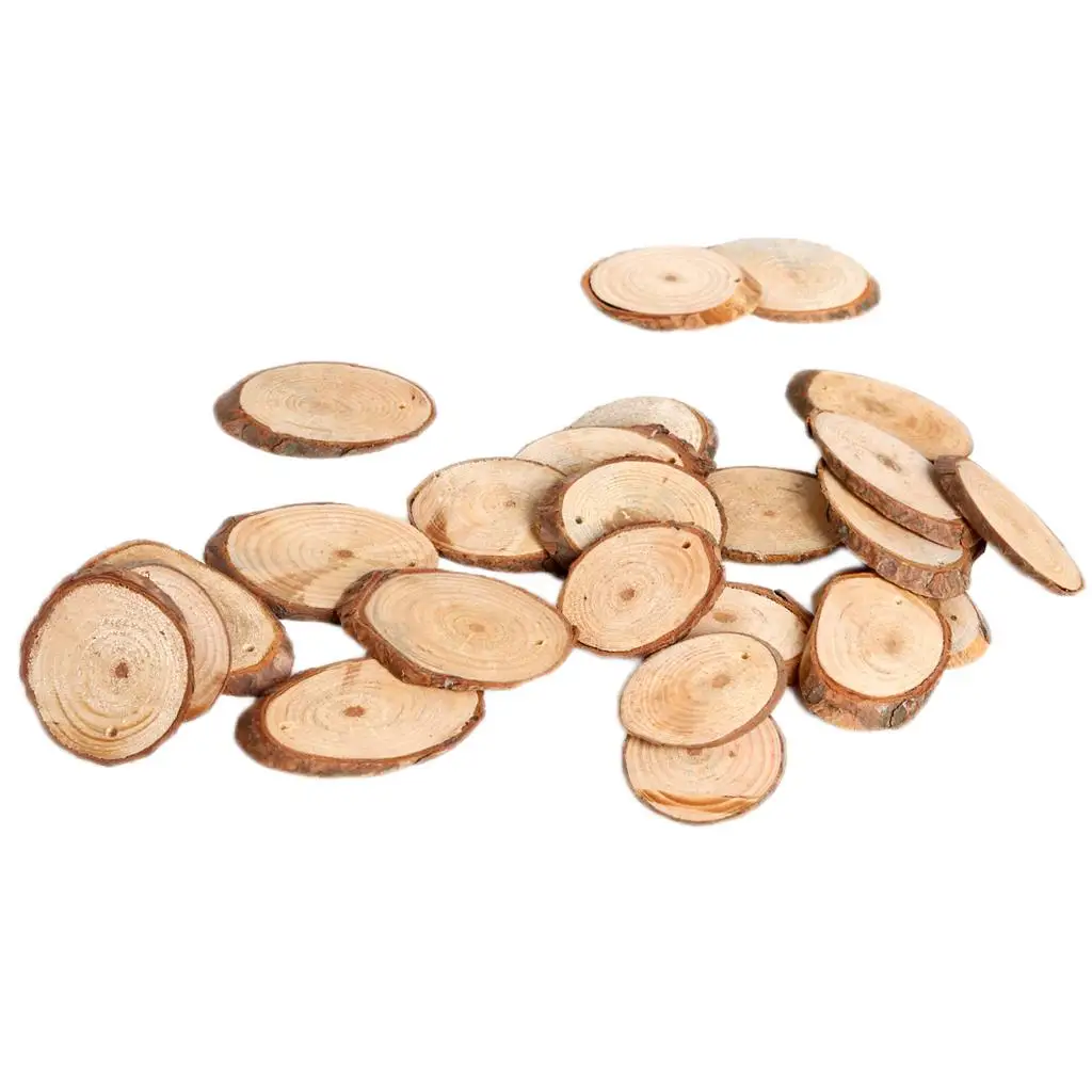 Natural Log Square Wood Slices Unfinished Chips with Bark for Imitation Wood Boxes DIY Creative Projects