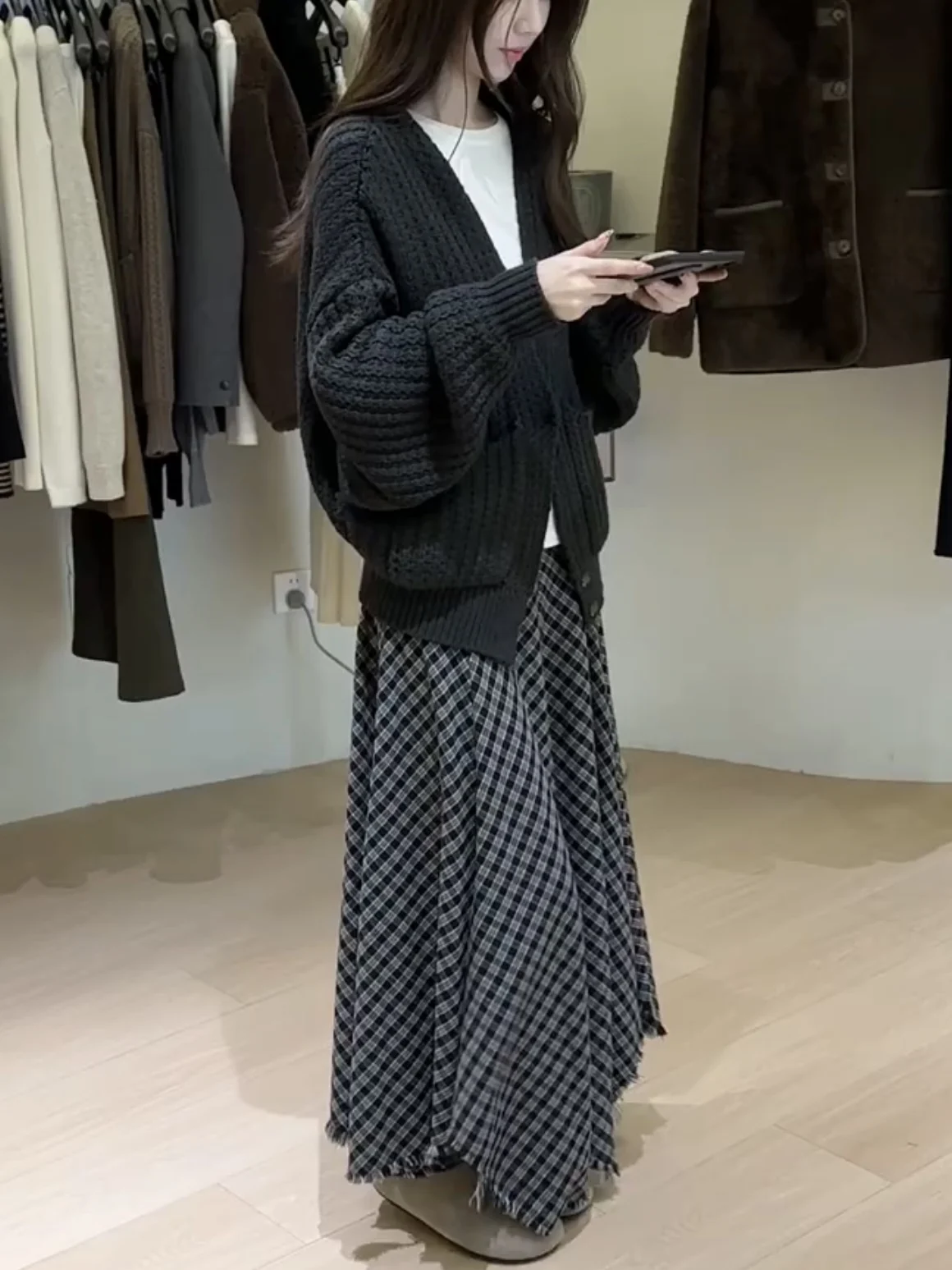 

Korean Lazy Sle Long Sve Knitted Open Cardigan Sweater Women's Loose Thi Autumn Winter Top Morning Bell Evening Song