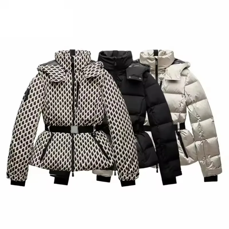 

2025 New Women'S Fashion Waist With Belt Hooded Down Cotton Jacket Commuting Warm Windproof Jacket More Comfortable To Wear