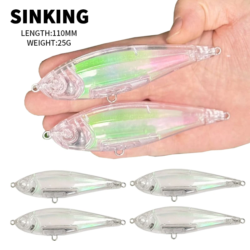 

10pcs Unpainted Pencil Fishng Llure 110mm 25g Stickbait Twitchbait Transparent Blank Body Pesca Artificial Fishing Bait