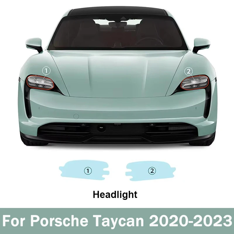 

For Porsche Taycan 2020-2023 2021 Headlight Rearview TPU Transparent Film Precut Anti-scratch Car Paint Protection Film Stickers