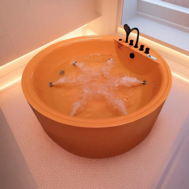 Orange Color Round Spa Bath, Adult Home Japanese Surf Massage Detached B & B Hotel