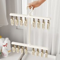 Portable Socks Drying Rack Windproof Detachable Rotatable Hook Hanger Space-saving 16 Clips Clothes Drying Rack with Clips