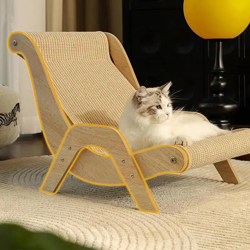 Sisal Cat Chair wooden Cat Lounge Chair Pet-Friendly Multi-Functional Cat Scratcher Cat Scratch Chair for outdoor home