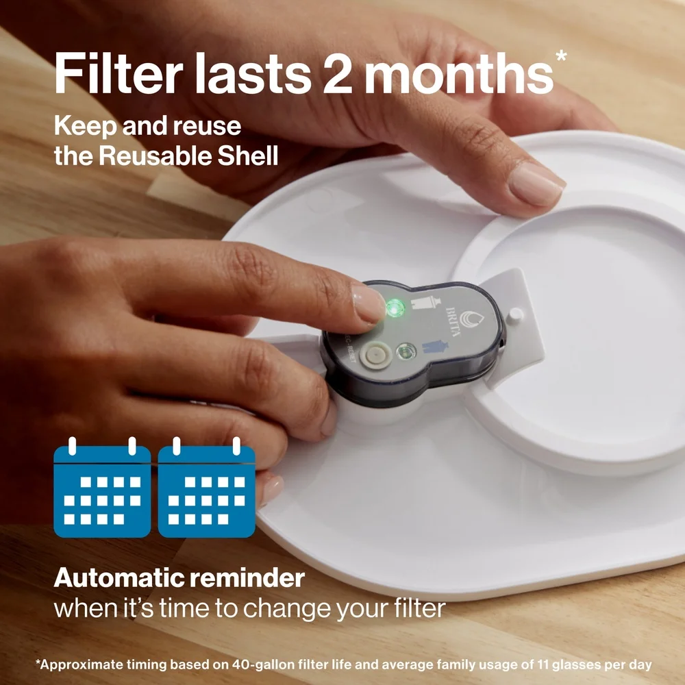 Sistema de filtragem de água recarregável jarro de 10 xícaras com indicador SmartLight e filtro recarregável limpador de água da torneira