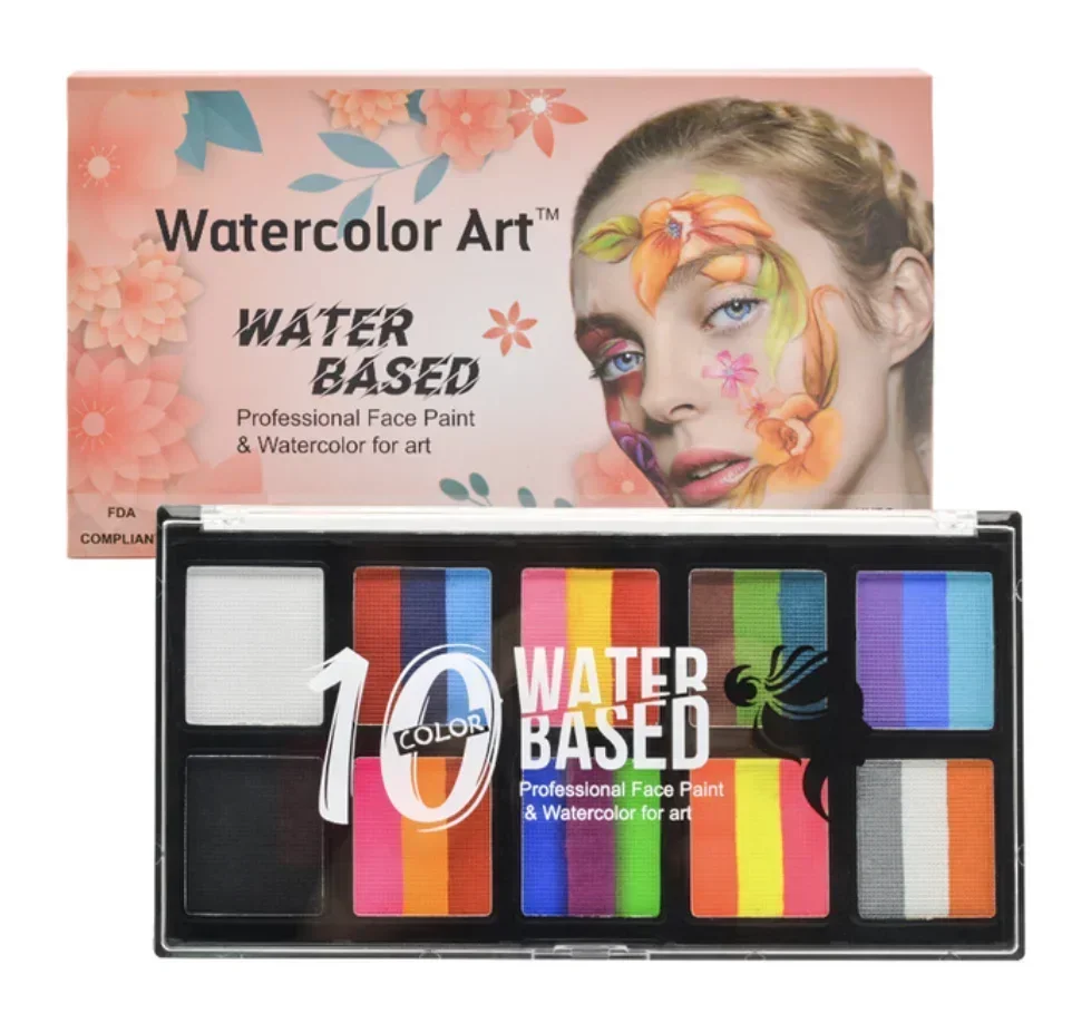 Kit de pintura de cara y cuerpo fluorescente, maquillaje de ojos para fiesta de Halloween, Cara de niños, Kit de pintura brillante UV, maquillaje de Cosplay