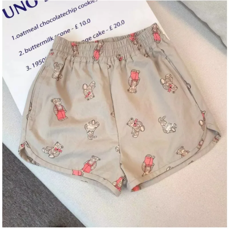2025 Summer Thin Comfortable Cartoon Shorts Children Boys Casual Short Pants Girl Cute Bear Print Boutique Hot Short Trousers