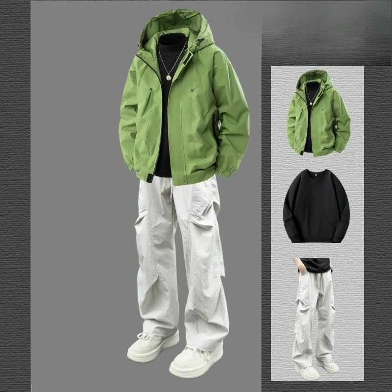 Immagine 7: Set Giacca Invernale da Uomo in Cotone Foderato in Pile, Caldo e Spesso, Outfit Casual Trendy a 3 Pezzi