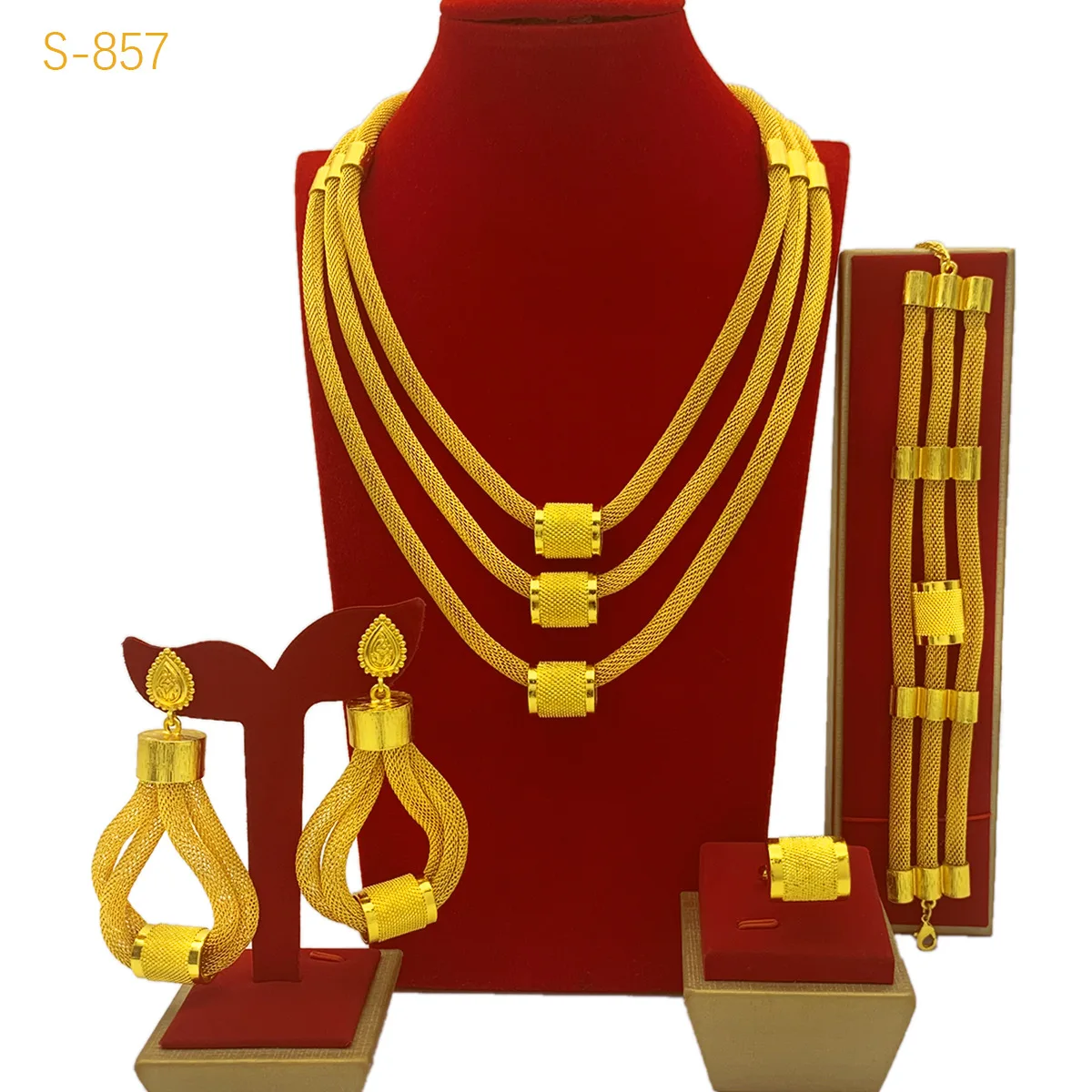 

AU999 Coin "Wealth Flow" Bridal Set Women's 24K Gold - Anti-deform, secure, marriage & wealth blessings