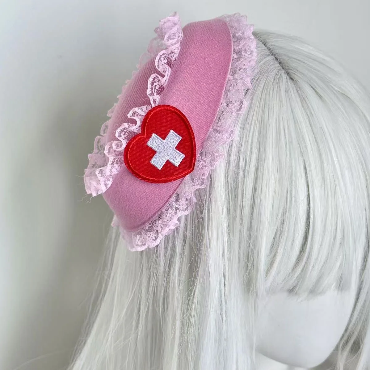 Original Lace-trimmed Cross-shaped Heart Top Hat Hairpin Y2K Sweet Cool Lolita Headwear Hair Accessory 2