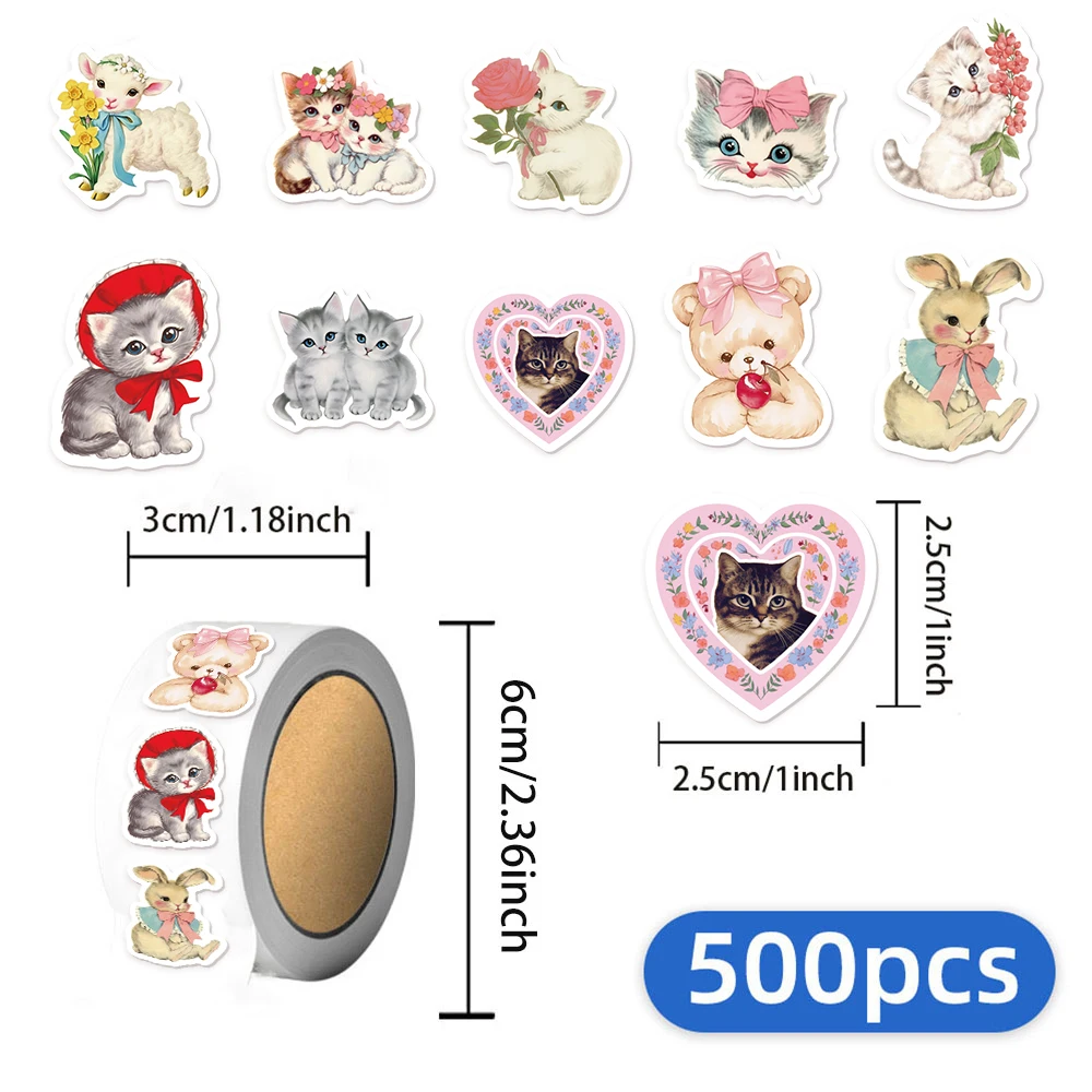 500 قطعة من ملصقات الختم لتزيين جرافيتي على شكل حيوانات عتيقة، ملصقات جيتار للتزلج بنمط صغير #1