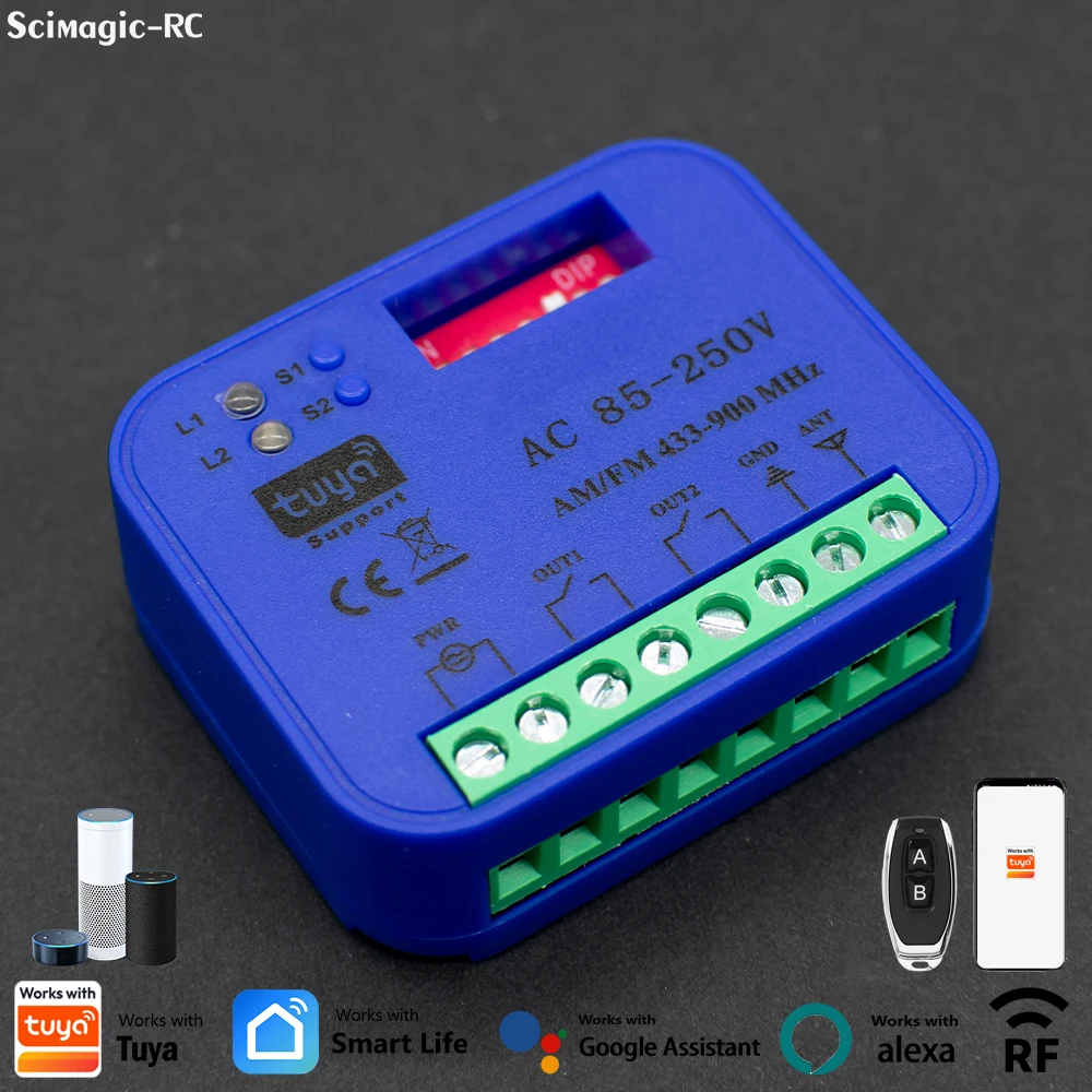 WiFi RF Garage Gate Sliding Door Opener Tuya DIY Smart Switch for433-868Mhz Remote Control Switch 12-24V 220V Relay Module Alexa