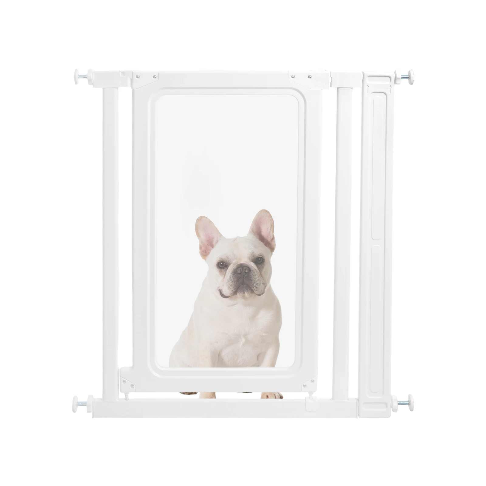 Pet Gate Auto-Close 180°, Adjustable Width 27.4-33.1in, Clear Dog Gate for Doorway Stairwell No-Drill Installation
