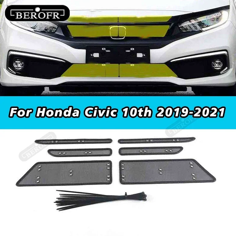 

Front Grille Insect Net Screening Insert Mesh Decoration Protection Cover Trim Auto Styling Fit For Honda Civic 10th 2019 2021